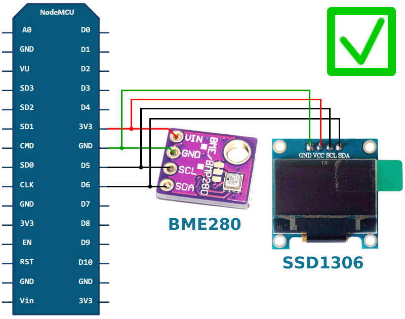 ESP8266 BME280 SSD1306 схема